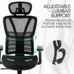 Fortia Ergonomic Office Desk Chair, Coolmesh Fabric, Adjustable Lumbar Support, Headrest, Armrest and Recline, Black Mesh/Black Frame - Image 7