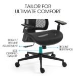 Fortia Ergonomic Office Desk Chair, Coolmesh Fabric, Adjustable Lumbar Support, Headrest, Armrest and Recline, Black Mesh/Black Frame - Image 9