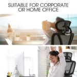 Fortia Ergonomic Office Desk Chair, Coolmesh Fabric, Adjustable Lumbar Support, Headrest, Armrest and Recline, Black Mesh/Black Frame - Image 10