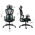 Fortia Ergonomic Office Desk Chair, Coolmesh Fabric, Adjustable Lumbar Support, Headrest, Armrest and Recline, Black Mesh/Black Frame - Image 12