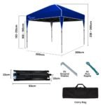 RED TRACK 3x3m Ultra Compact Folding Gazebo, Carry bag, Portable Outdoor Popup Marquee for Camping Beach, Navy Blue - Image 8