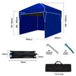 RED TRACK 3x3m Ultra Compact Folding Gazebo, Walls, Carry bag, Portable Outdoor Popup Marquee for Camping Beach, Navy Blue - Image 8