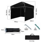 RED TRACK 3x3m Ultra Compact Folding Gazebo, Walls, Carry bag, Portable Outdoor Popup Marquee for Camping Beach, Black - Image 8