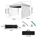 RED TRACK 3x3m Ultra Compact Folding Gazebo, Walls, Carry bag, Portable Outdoor Popup Marquee for Camping Beach, White - Image 8