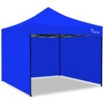 RED TRACK 3x3m Premium Pop Up Gazebo Marquee, Patented Steel Cable Canopy Support System, Wheeled Carry Bag, Side Walls, UV Block, Reinforced Frame, Blue