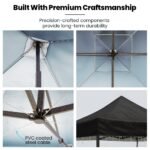 RED TRACK 3x3m Premium Pop Up Gazebo Marquee, Patented Steel Cable Canopy Support System, Wheeled Carry Bag, Side Walls, UV Block, Reinforced Frame, Black - Image 5