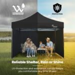 RED TRACK 3x3m Premium Pop Up Gazebo Marquee, Patented Steel Cable Canopy Support System, Wheeled Carry Bag, Side Walls, UV Block, Reinforced Frame, Black - Image 9