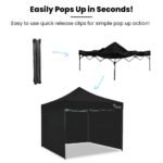 RED TRACK 3x3m Premium Pop Up Gazebo Marquee, Patented Steel Cable Canopy Support System, Wheeled Carry Bag, Side Walls, UV Block, Reinforced Frame, Black - Image 10
