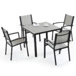 Fortia 5pc Outdoor Dining Furniture Set, 90 x 90cm Table and Chairs Setting for Outside