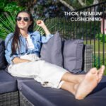 LONDON RATTAN 4 Seater Modular Outdoor Lounge Setting with Coffee Table, Ottomans, Grey - Image 4