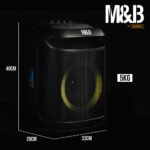 M&B Portable Splash Proof 80W Bluetooth Party Speaker, IPX4, TWS Pairing, Multi-Input, Lithium Battery, RGB, USB Charging - Image 2
