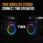 M&B Portable Splash Proof 80W Bluetooth Party Speaker, IPX4, TWS Pairing, Multi-Input, Lithium Battery, RGB, USB Charging - Image 8