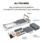 PROFLEX Aluminium Pilates Reformer Machine, Stretch Bed with box and jump board accessories - Image 9