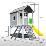 ROVO KIDS Wooden Tower Cubby House with Slide, Sandpit, Climbing Wall, Noughts & Crosses - Image 6