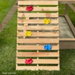 ROVO KIDS Wooden Tower Cubby House with Slide, Sandpit, Climbing Wall, Noughts & Crosses, Natural Colour - Image 2