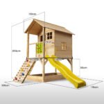 ROVO KIDS Wooden Tower Cubby House with Slide, Sandpit, Climbing Wall, Noughts & Crosses, Natural Colour - Image 6