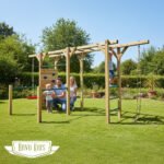 ROVO KIDS Ultimate Outdoor Monkey Bars Playset Frame, with Climbing Wall, Disc Swing, Rope Ladder - Image 11
