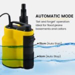 PROTEGE Tight Access Clean/Grey Water Submersible Sump Pump, Integrated Float Switch - Image 4