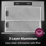 EUROCHEF 60cm Slideout Stainless Steel Rangehood, Quiet 2-Speed, 3-Layer Dishwashable Filters, Halogen Lights ESR60S - Image 5