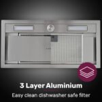 EUROCHEF 60cm Undermount Rangehood Stainless Steel, Quiet 3-Speed, 3-Layer Dishwashable Filter, LED Lights EUR60S - Image 6