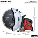 BAUMR-AG 400mm Professional Concrete Demolition Saw 94cc 2-Stroke, Wet and Dry Demo Cutting, 16" Diamond Blade, Anti-Vibration System - Image 2