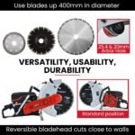 BAUMR-AG 400mm Professional Concrete Demolition Saw 94cc 2-Stroke, Wet and Dry Demo Cutting, 16" Diamond Blade, Anti-Vibration System - Image 8