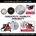 BAUMR-AG 350mm Professional Concrete Demolition Saw 74cc 2-Stroke, Wet and Dry Demo Cutting, 14" Diamond Blade, Anti-Vibration System - Image 8