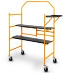 BAUMR-AG Mobile Scaffold Platform, 226kg Load, Steel Frame, Dual Height, Folding for easy Transport and Storage, Locking Castors, Tool Tray