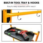BAUMR-AG Mobile Scaffold Platform, 226kg Load, Steel Frame, Dual Height, Folding for easy Transport and Storage, Locking Castors, Tool Tray - Image 6