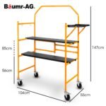 BAUMR-AG Mobile Scaffold Platform, 226kg Load, Steel Frame, Dual Height, Folding for easy Transport and Storage, Locking Castors, Tool Tray - Image 11