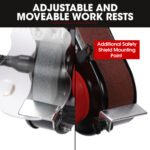 BAUMR-AG Bench Grinder Sander and Polisher Combo, 150mm Grinding Wheel, 50mm Linisher, 520W Brushless Motor, w/ Wire and Buffing Wheels - Image 6