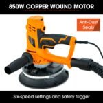 UNIMAC 180mm 850W Handheld Drywall Sander, Electric Dry Wall Sanding Machine, with Automatic Vacuum System, LED Worklight, 6x Sanding Discs - Image 2