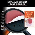 UNIMAC 180mm 850W Handheld Drywall Sander, Electric Dry Wall Sanding Machine, with Automatic Vacuum System, LED Worklight, 6x Sanding Discs - Image 5