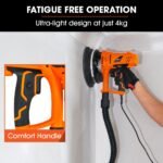 UNIMAC 180mm 850W Handheld Drywall Sander, Electric Dry Wall Sanding Machine, with Automatic Vacuum System, LED Worklight, 6x Sanding Discs - Image 8