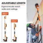 Unimac 225mm 750W Telescopic Long Reach Dry Wall Sander Kit, Foldable, Vacuum System, LED Worklight, 6x Sanding Discs - Image 8