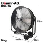 BAUMR-AG 36" 914mm Industrial Mobile Floor Drum Fan, 290W Brushless Motor, Tilting, Large, Commercial, Heavy-duty Frame, EESS Certified - Image 9