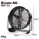 BAUMR-AG 42" 1067mm 660W Industrial Mobile Floor Drum Fan, Belt Drive, Tilting, Large, Commercial,  Heavy-duty Frame, EESS Certified - Image 2
