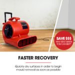 Baumr-AG 3-Speed Carpet Dryer Air Mover Blower Fan, 1400CFM, Sealed Copper Motor, Poly Housing, Telesscopic Handle and Wheels - Image 7