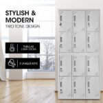 FORTIA 12 Doors Locker Cabinet Metal Storage Gym Home Office School - Light Grey - Image 2