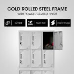 FORTIA 12 Doors Locker Cabinet Metal Storage Gym Home Office School - Light Grey - Image 3