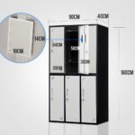 Fortia 6 Door Metal Storage Cabinet Lockers for Gym Office - Black and Grey - Image 2