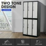 Fortia 6 Door Metal Storage Cabinet Lockers for Gym Office - Black and Grey - Image 3