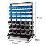 BAUMR-AG 94 Parts Bin Rack Storage System Mobile Double-Sided - Blue - Image 2