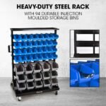 BAUMR-AG 94 Parts Bin Rack Storage System Mobile Double-Sided - Blue - Image 3