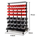 BAUMR-AG 94 Parts Bin Rack Storage System Mobile Double-Sided - Red - Image 2