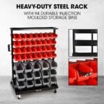 BAUMR-AG 94 Parts Bin Rack Storage System Mobile Double-Sided - Red - Image 3