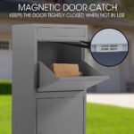 FORTIA Freestanding Parcel Post Box Letterbox, Letter Slot, Woodland Grey - Image 8