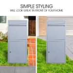 FORTIA Freestanding Parcel Post Box Letterbox, Letter Slot, Light Grey - Image 6