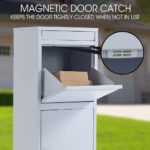 FORTIA Freestanding Parcel Post Box Letterbox, Letter Slot, Light Grey - Image 8