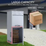 FORTIA Freestanding Parcel Post Box Letterbox, Letter Slot, Light Grey - Image 9